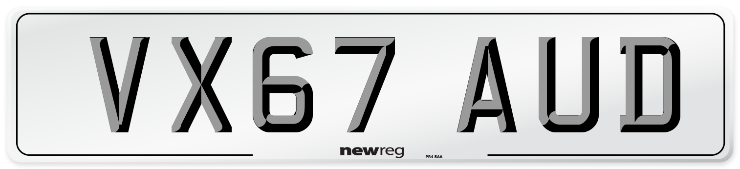 VX67 AUD Number Plate from New Reg